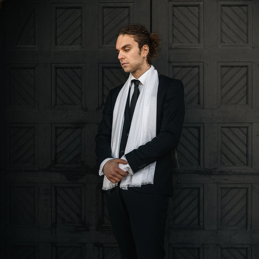 Saattoliina, kudottu valkoinen