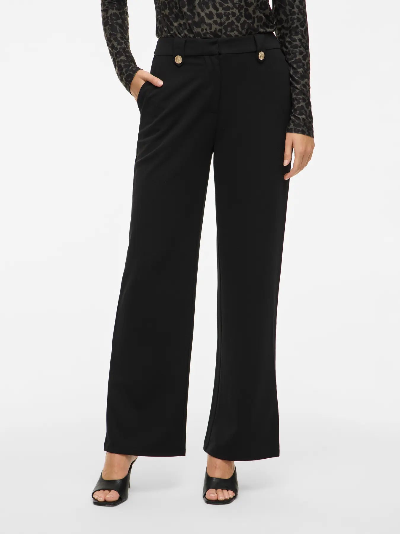 Vila VICLUA HW WIDE BUTTON PANTS