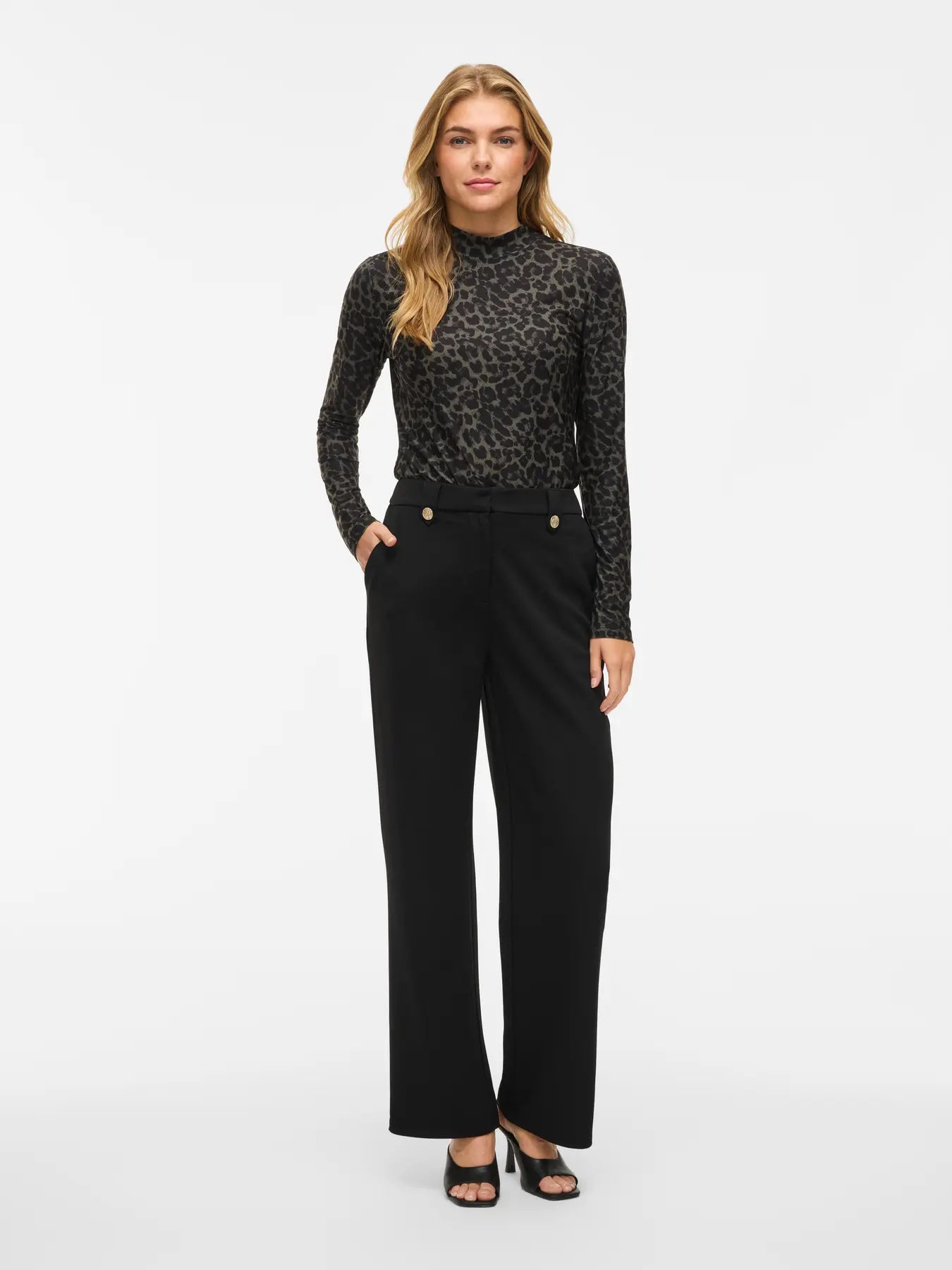 Vila VICLUA HW WIDE BUTTON PANTS