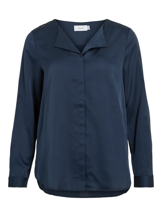 VILA VIELLETTE V-NECK L/S SATIN SHIRT