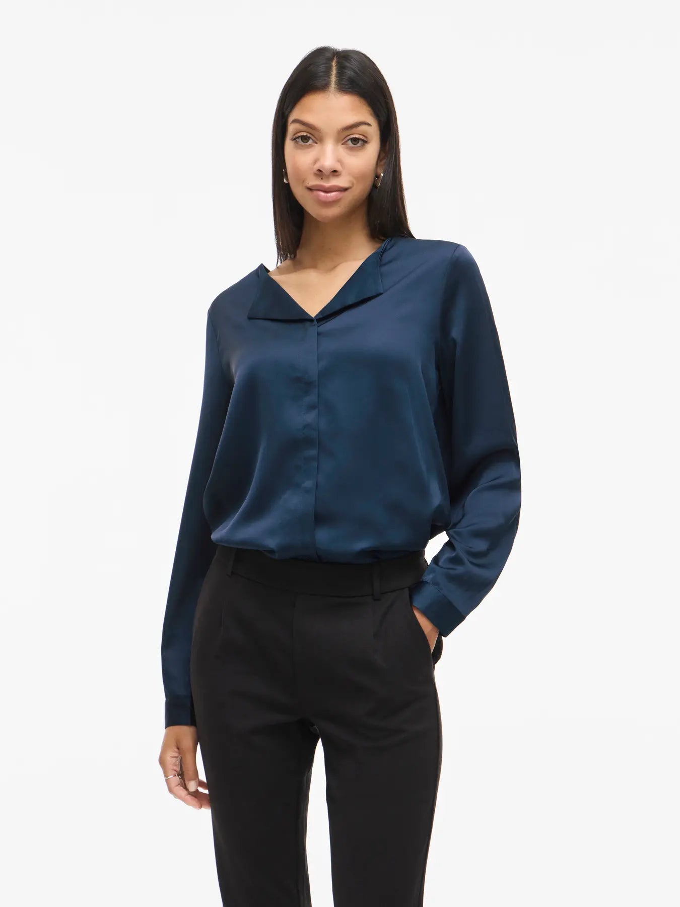VILA VIELLETTE V-NECK L/S SATIN SHIRT